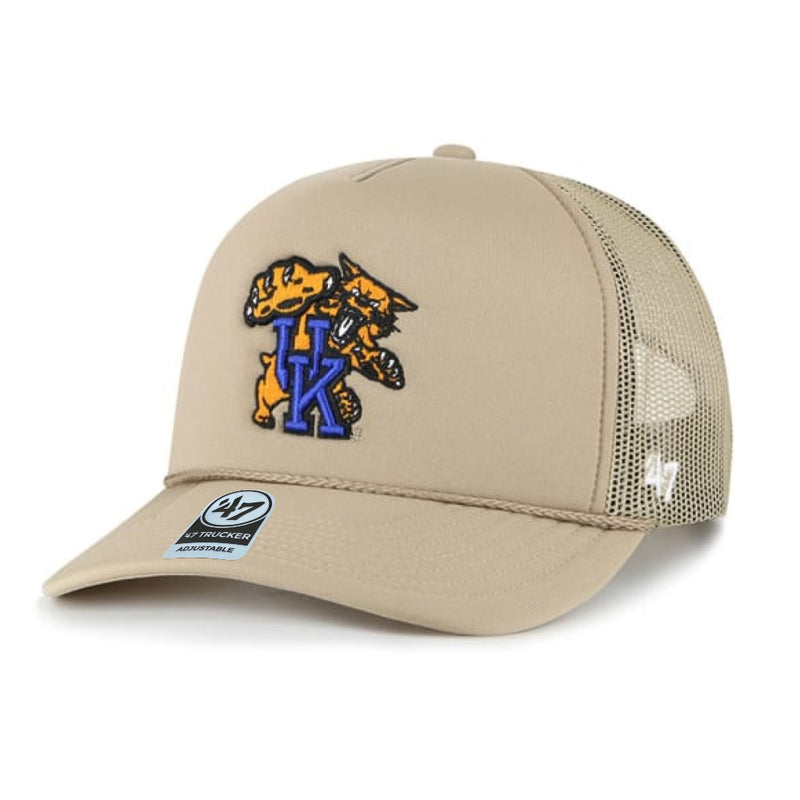 Kentucky Wildcats - Khaki Foam Front Mesh Trucker Adjustable Hat, 47 Brand
