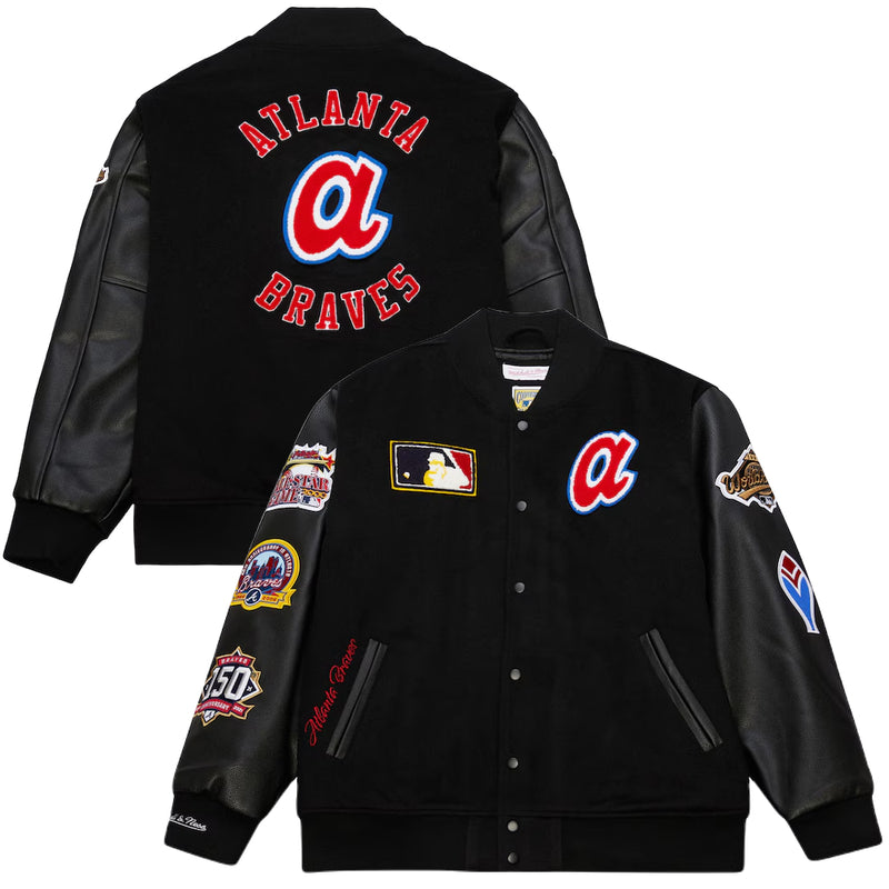 Atlanta Braves - MLB Black Out Collection Vintage Logo Full-Snap Varsity Jacket