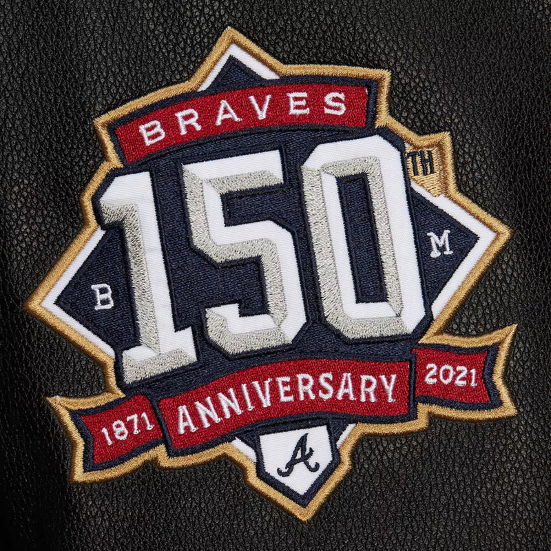 Atlanta Braves - MLB Black Out Collection Vintage Logo Full-Snap Varsity Jacket