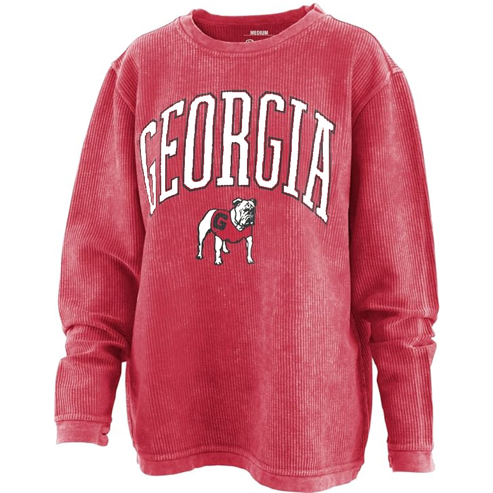 Georgia Bulldogs "Nelson" - Long-Sleeve Crew-Neck Oversized Corded Top