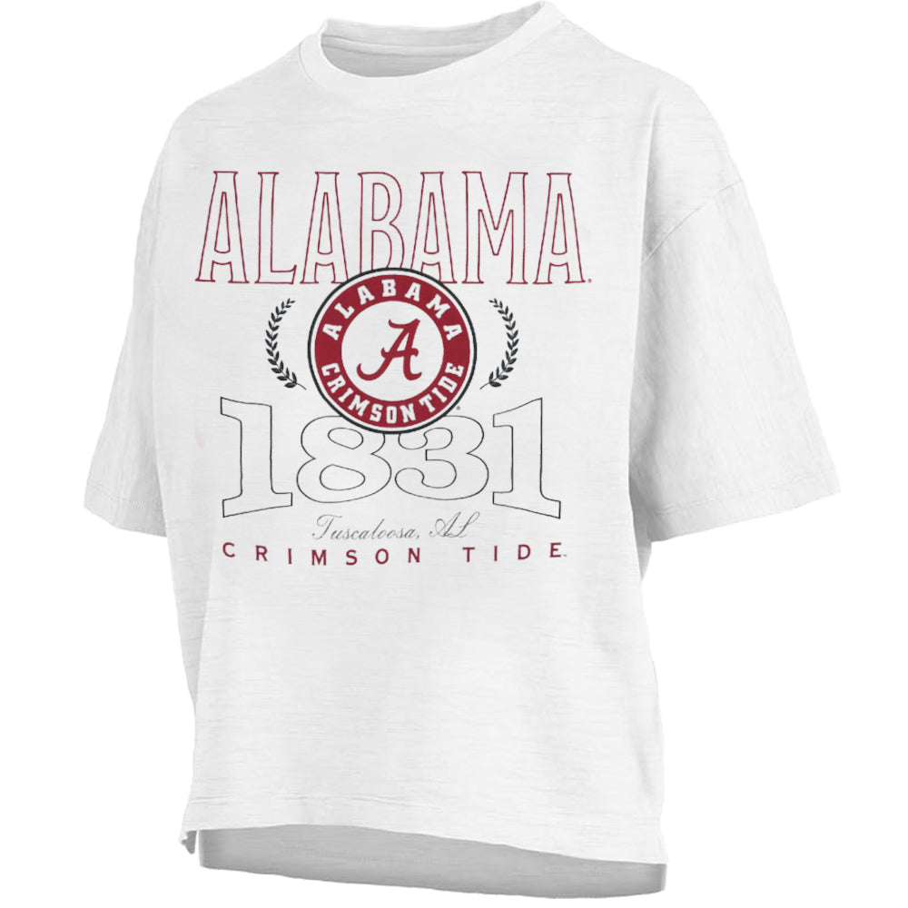 Alabama Crimson Tide "Clayton" - Short-Sleeve Crew-Neck Waist-Length Oversized Slub Top