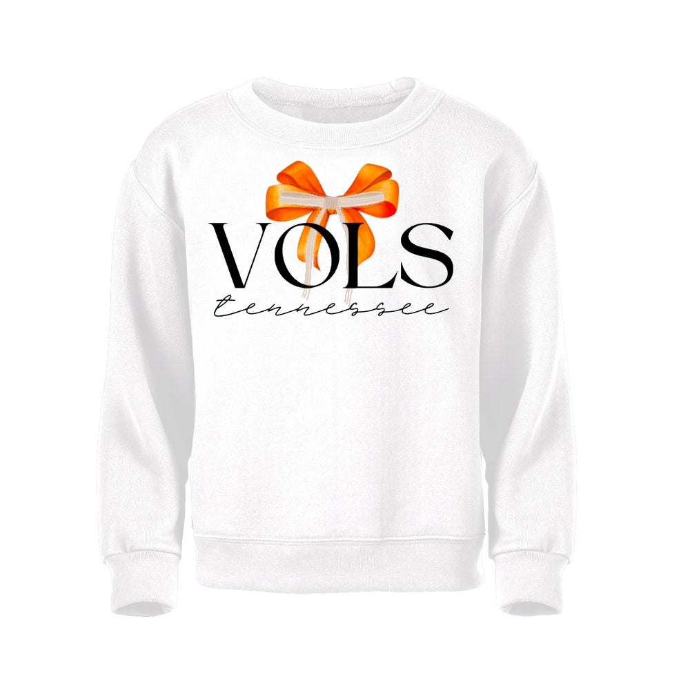 Tennessee Volunteers - Youth Preppy Tennessee Vols Coquette Bow Sweatshirt Kids