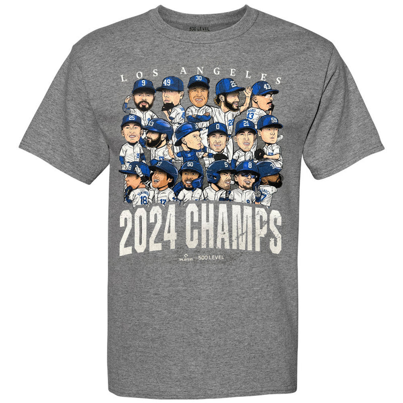 Los Angeles Dodgers - 2024 World Champions Heather Gray Adult T-shirt