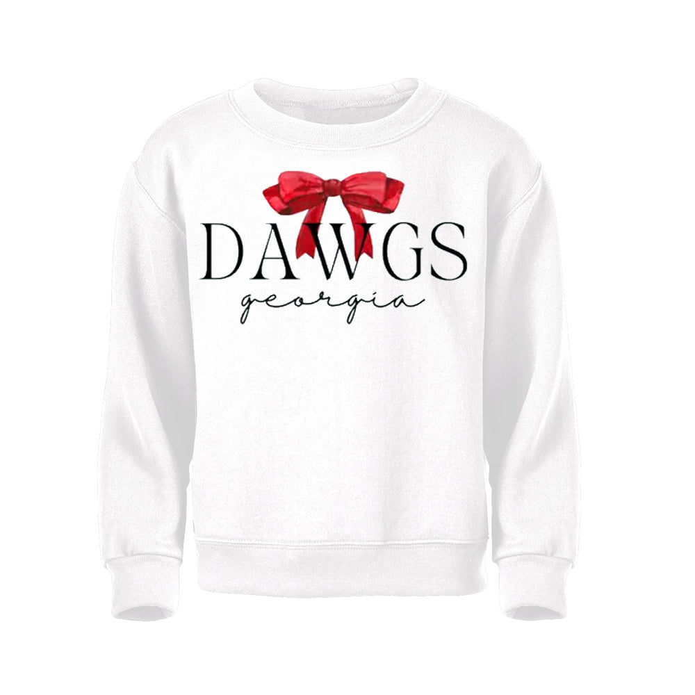 Georgia Bulldogs - Youth Preppy Georgia Coquette Bow Sweatshirt Kids