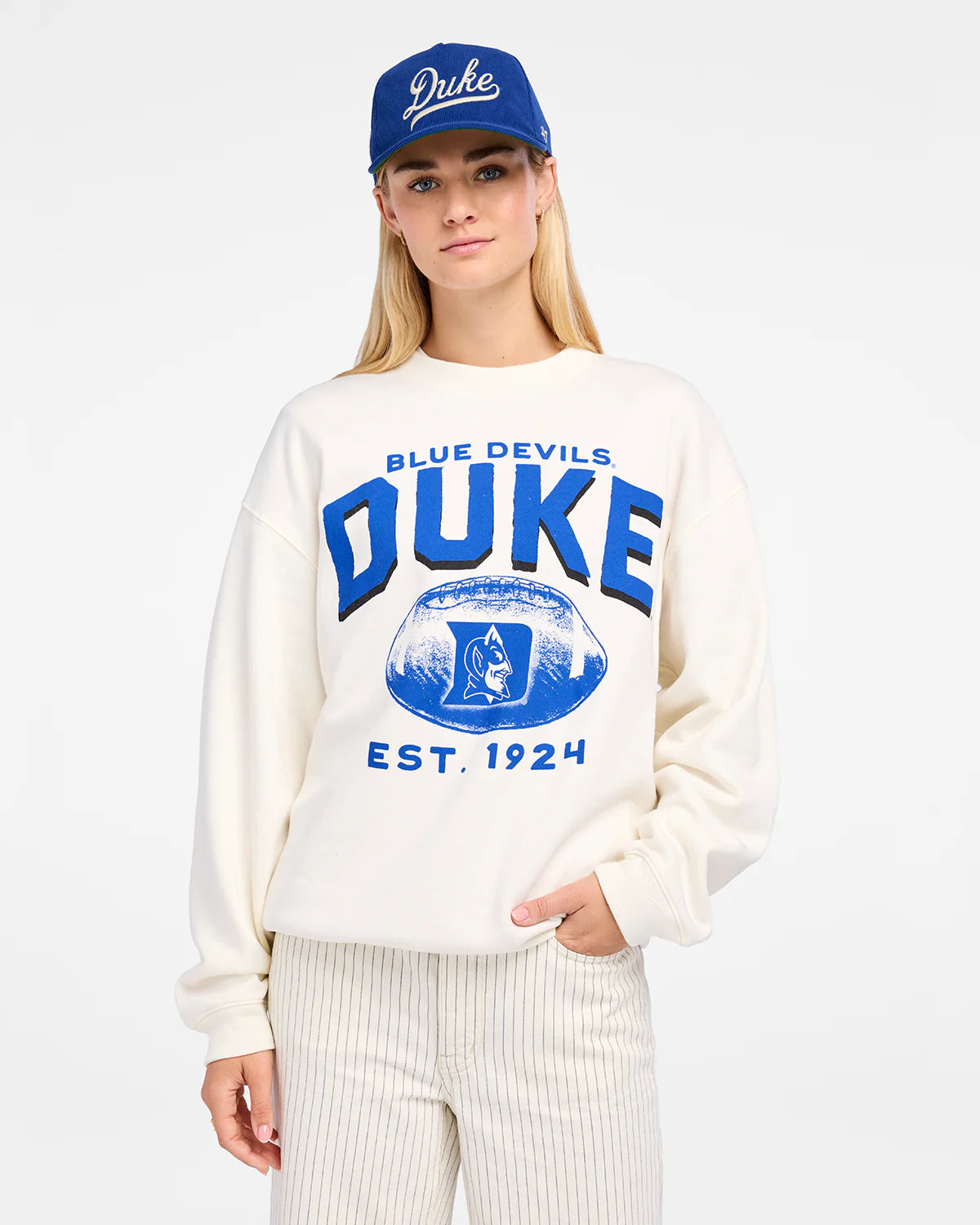 Duke Blue Devils - Arch Cloud Oversized Crew Womens, 47 Brand