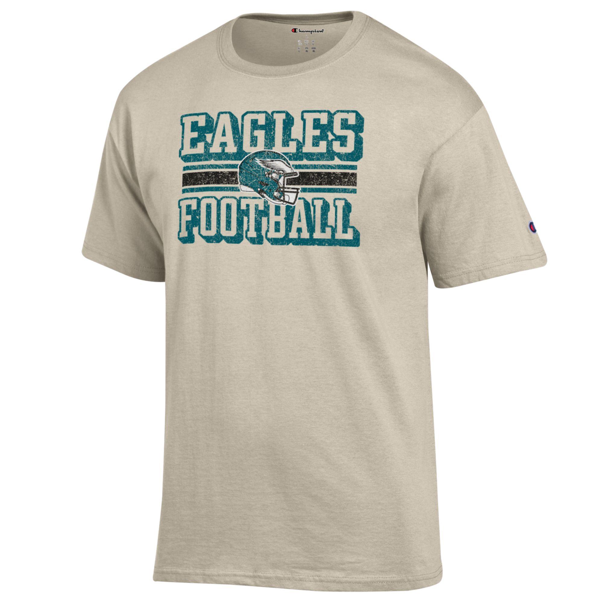 Philadelphia Eagles - NFL Helmet Over Straight Football Logo Short Sleeve T-Shirt