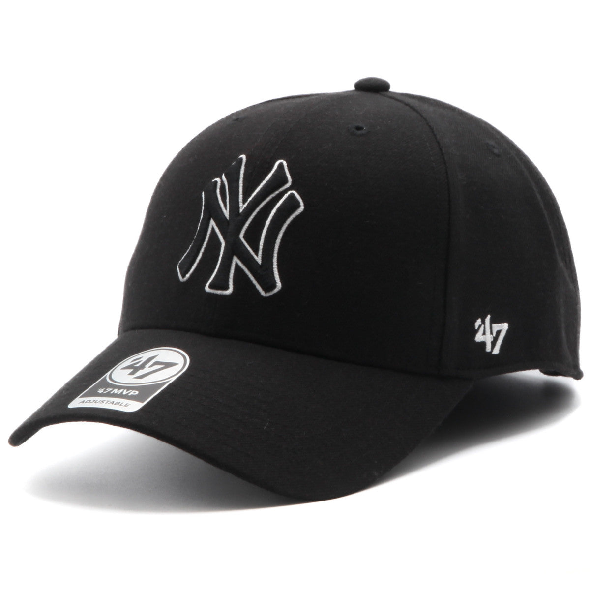 New York Yankees - MVP Snapback Wool All Black MLB Hat, 47 Brand