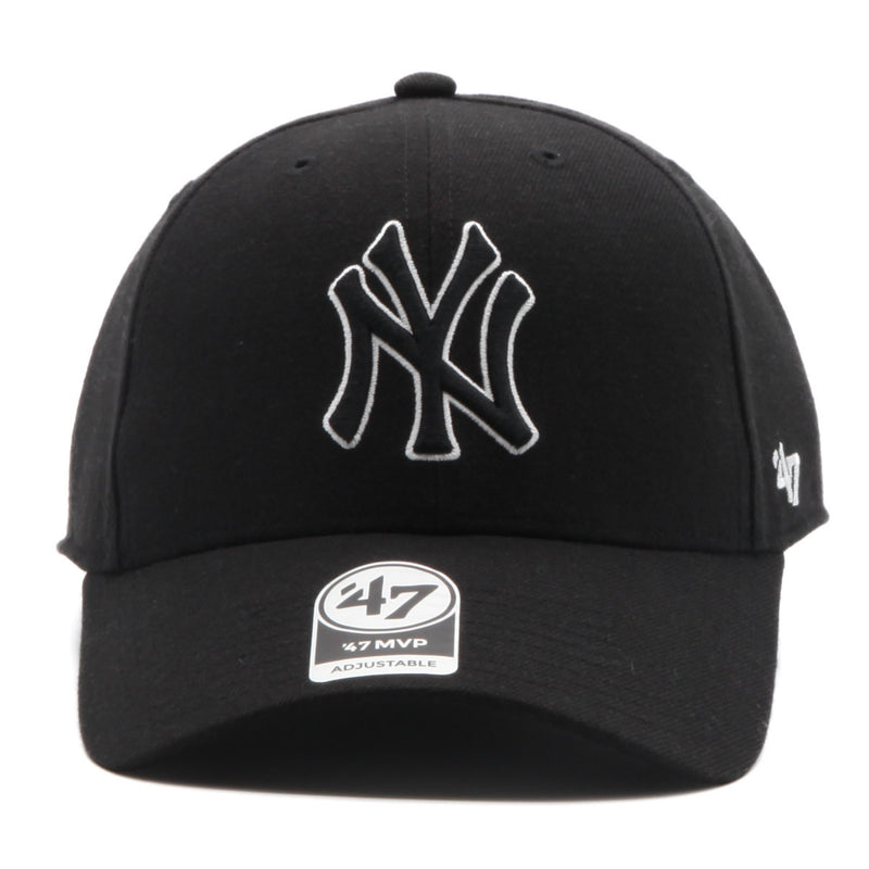 New York Yankees - MVP Snapback Wool All Black MLB Hat, 47 Brand