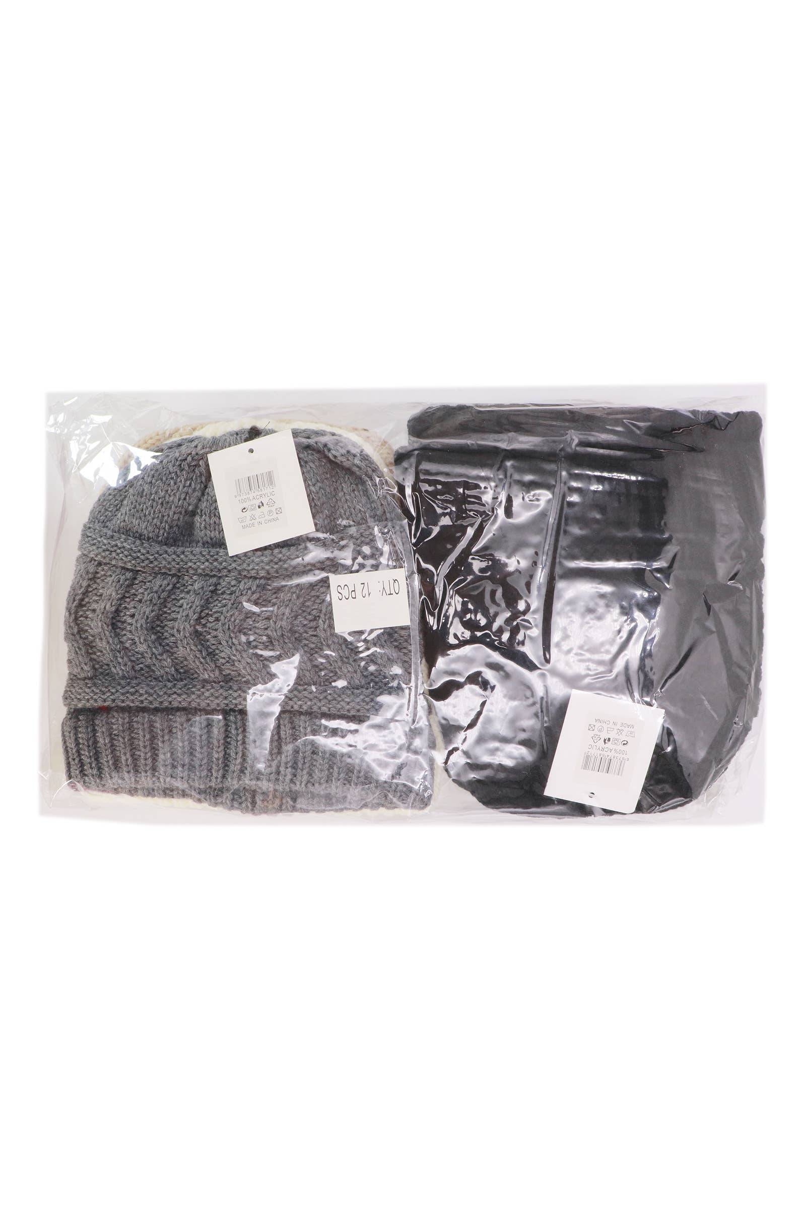 Classic Ponytail Chevron Cable Knitted Beanie