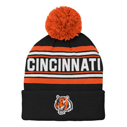 Cincinnati Bengals - NFL Jacquard Youth Cuffed Knit Beanie with Pom