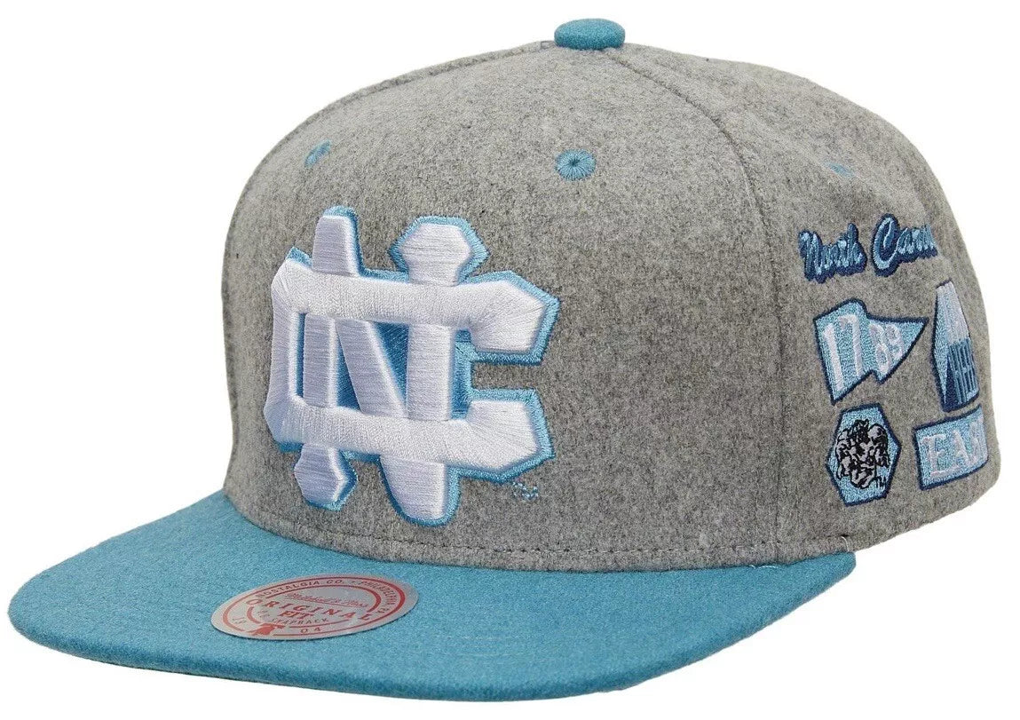 North Carolina Tar Heels - NCAA Grey/Blue Melton Patch Snapback Hat