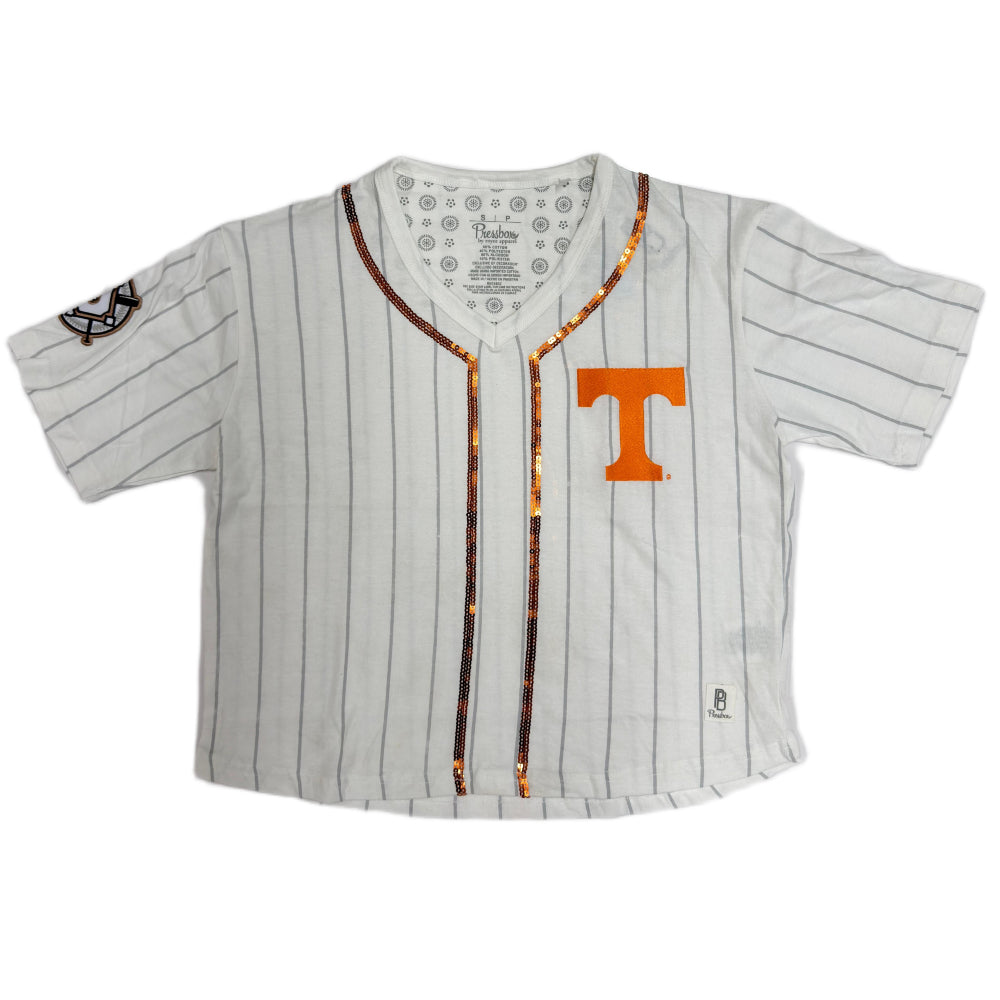 Tennessee Volunteers - "Spirit" Short Sleeve Vee-Neck Yarn-Dyed Waist-Length T-Shirt