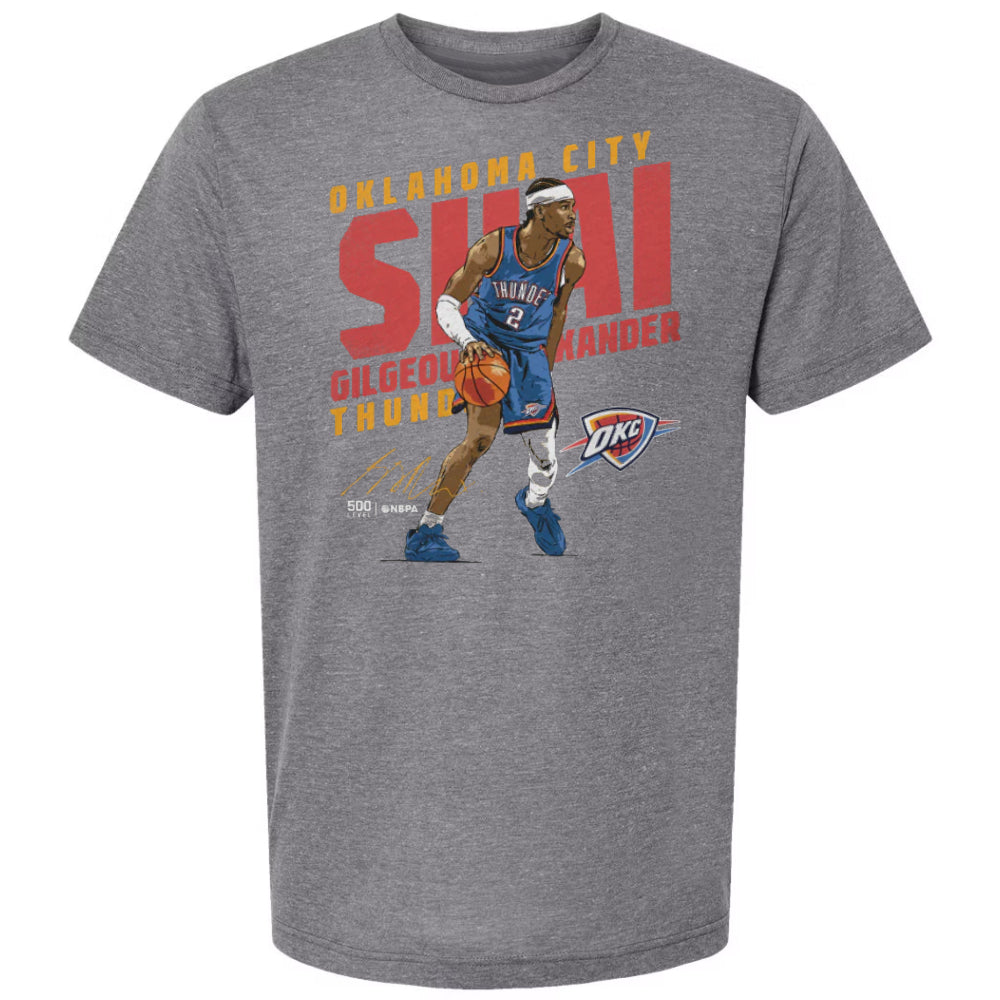 Oklahoma City Thunder  - NBA Shai Gilgeous-Alexander Tri Gray Slant Adult T-shirt