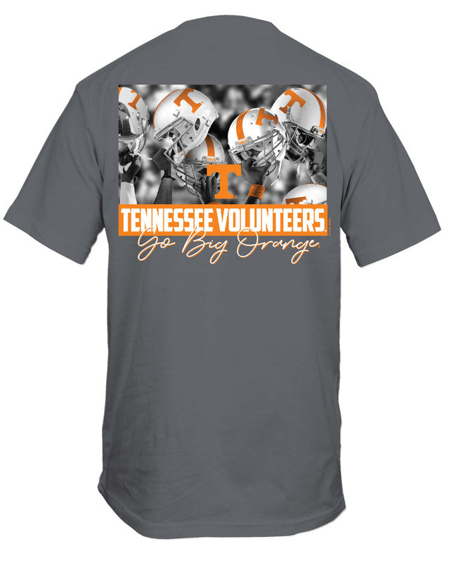Tennessee Volunteers - New Raised Helmets Dark Gray T-Shirt