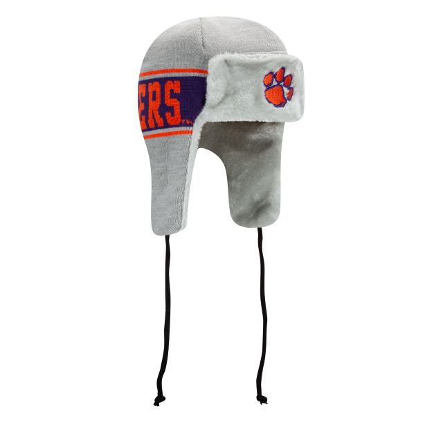 Clemson Tigers - Basic Trapper Gray Knit Hat, New Era