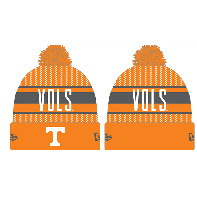 Tennessee Volunteers - Boys JR Knit Striped D3 Hat with Pom, New Era