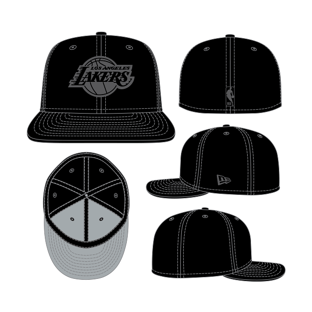 Los Angeles Lakers - NBA 59Fifty Side Script Black Hat, New Era