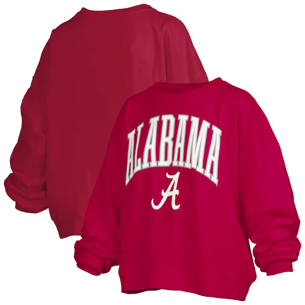 Alabama Crimson Tide - "Deep Basic Arch Logo Sweeper" - Long-Sleeve Crew-Neck Oversized Fleece