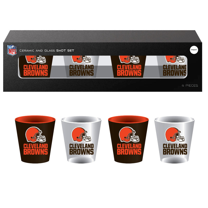 NFL Cleveland Browns - Glass and Ceramic Shot Glass Set