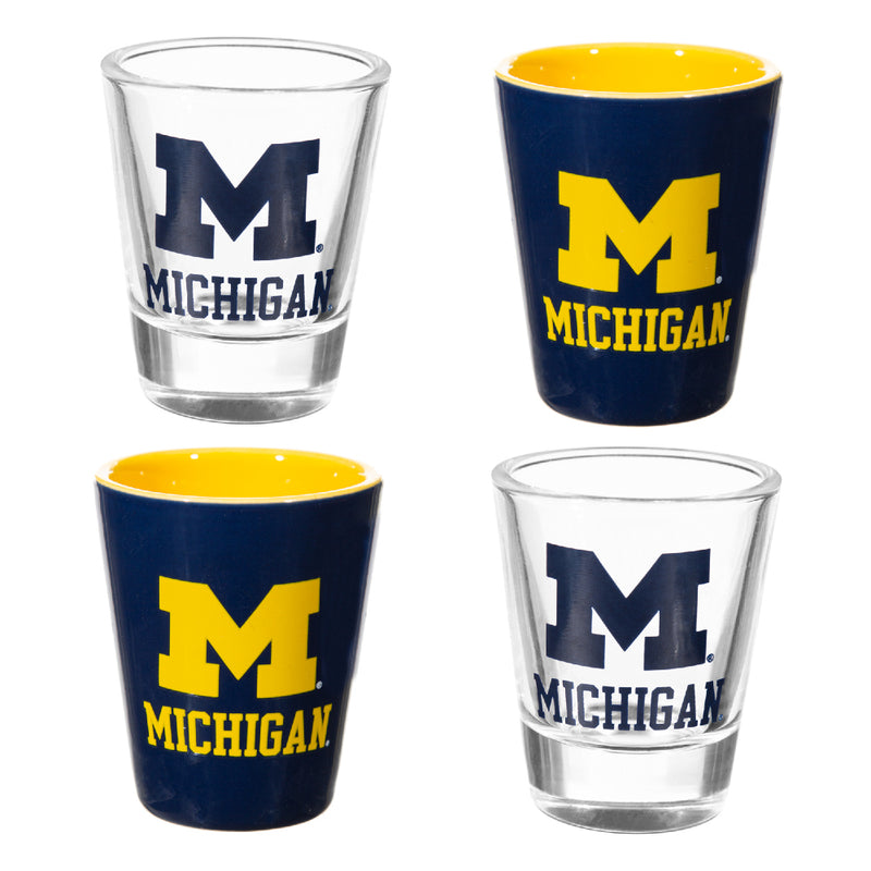 NCAA University Of Michigan - Glass and Ceramic Shot Glass Set
