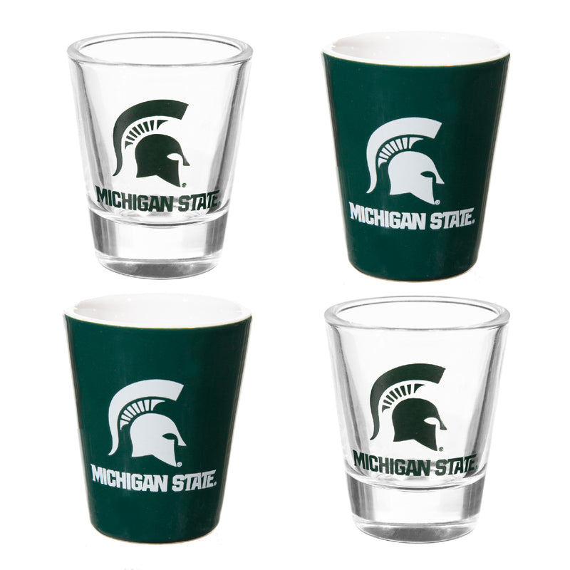 NCAA University Of Michigan State - Glass and Ceramic Shot Glass Set