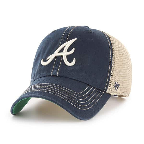 Atlanta Braves - Trawler Navy Clean Up Mesh Adjustable Hat, 47 Brand