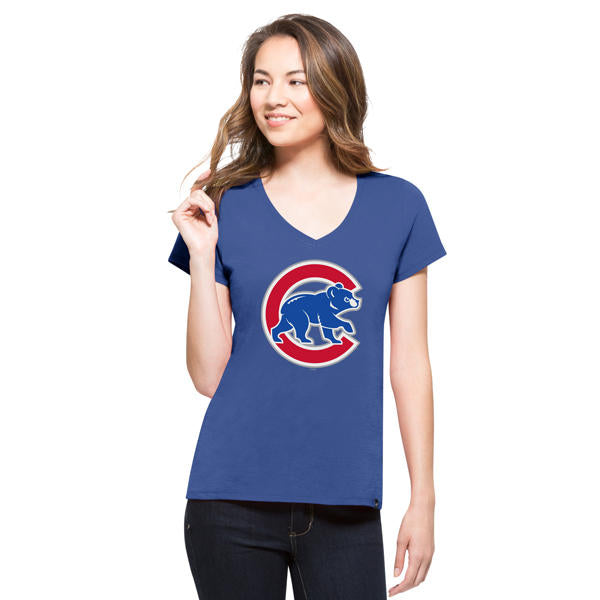 Chicago Cubs Halo Ultra Rival  V-Neck Womens Royal T-Shirt