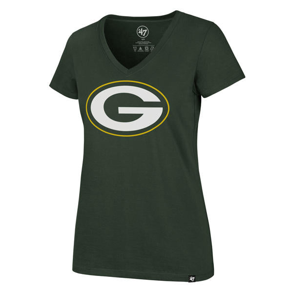 Green Bay Packers NFL Women's Plus Size Primary Logo V-Neck T-Shirt - Green