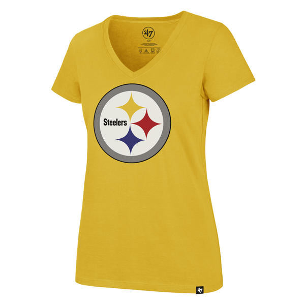 NFL Pittsburgh Steelers Women's Gold Primary Logo V-Neck T-Shirt