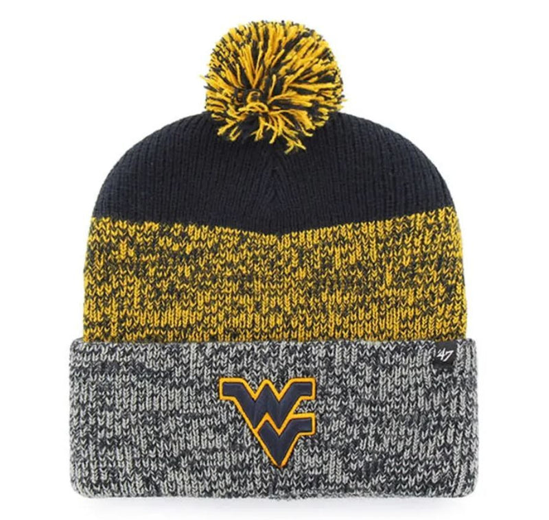 West Virginia Mountaineers - Navy Static Cuff Knit Hat, 47 Brand