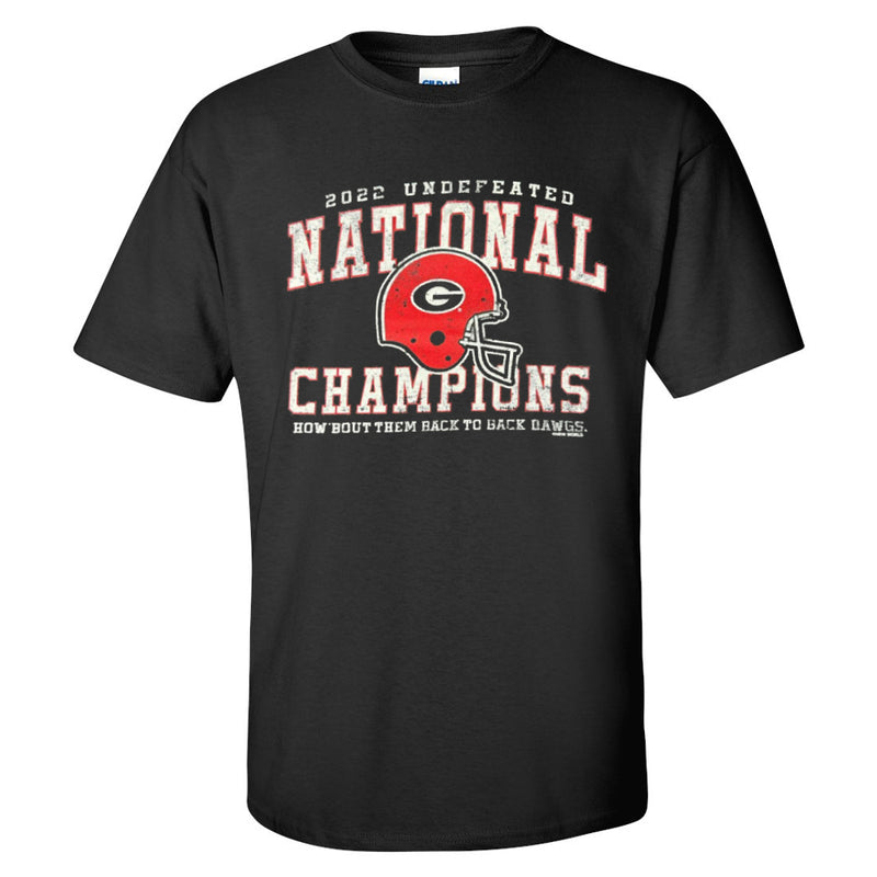 Georgia Bulldogs - 2022 Undefeated National Champions How'bout Them Back to Back Dawgs Black T-Shirt