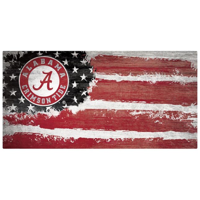 University of Alabama - Alabama Crimson Tide Flag Wood Sign