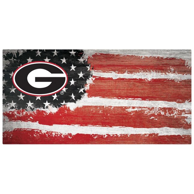 University of Georgia - Georgia Bulldogs Flag Wood Sign