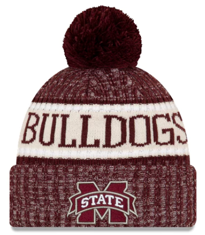 Mississippi State Bulldogs - One Size Knit Beanie with Pom, New Era