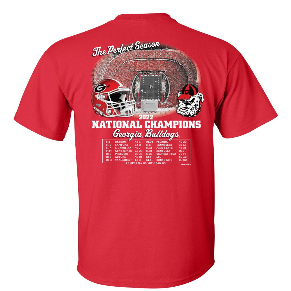 Georgia Bulldogs - The Perfect Season 2022 National Champions Red T-Shirt