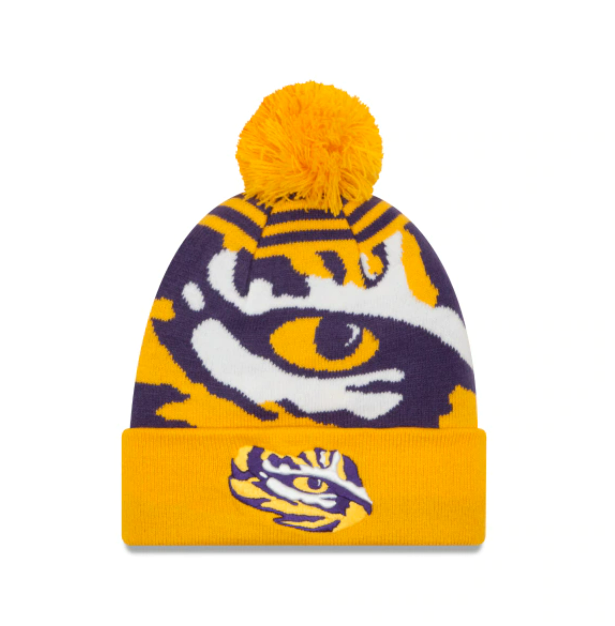 LSU Tigers - One Size Cuff Knit Beanie with Pom, New Era