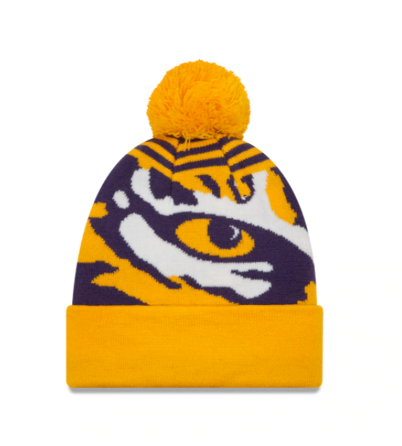 LSU Tigers - One Size Cuff Knit Beanie with Pom, New Era