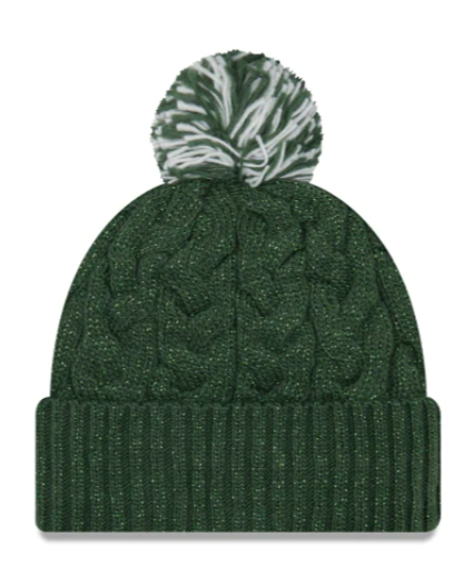 Green Bay Packers - One Size Cable Knit Beanie with Pom, New Era