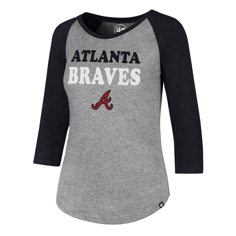 Atlanta Braves - Club Raglan Tee Women's 3/4 Sleeve, Slate Grey