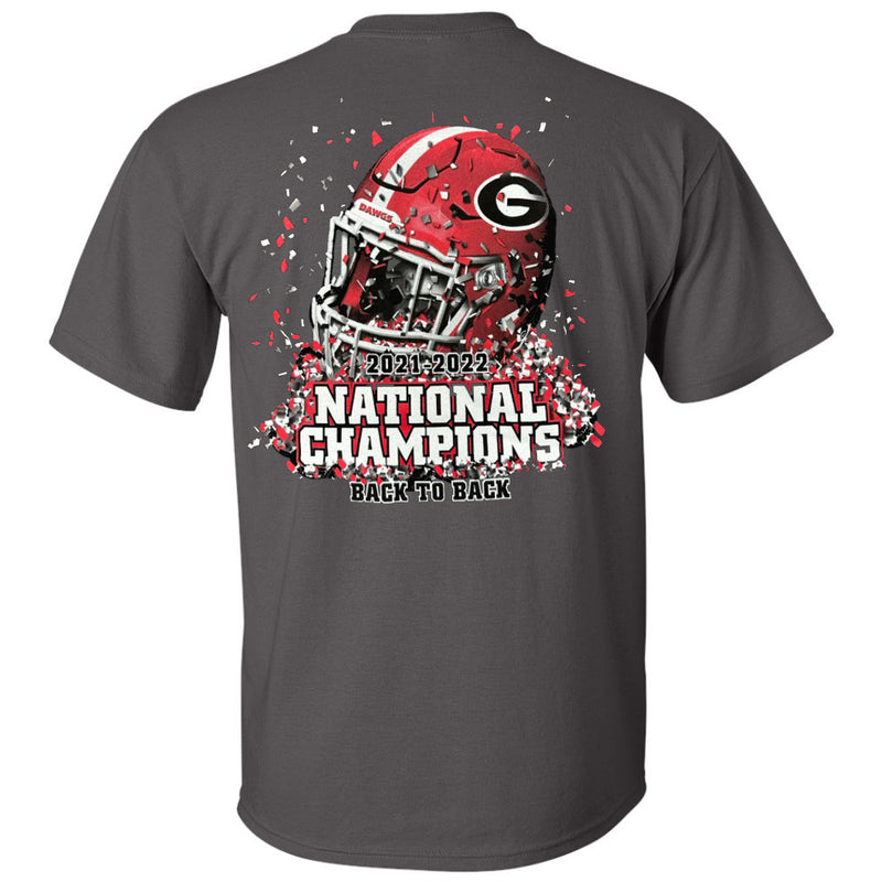 Georgia Bulldogs - 2021-2022 National Champions Back to Back Charcoal T-Shirt