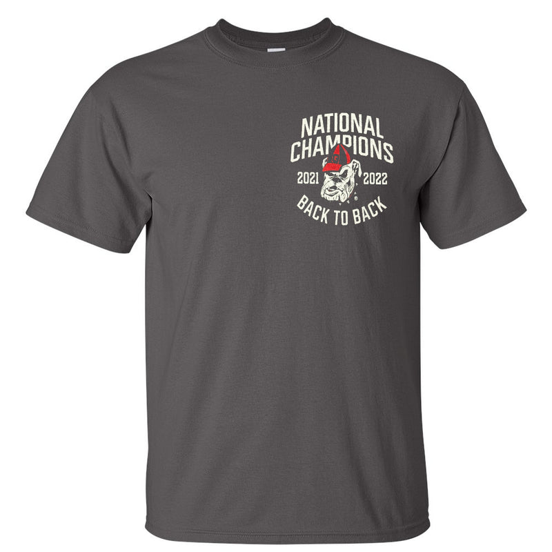 Georgia Bulldogs - 2021-2022 National Champions Back to Back Charcoal T-Shirt