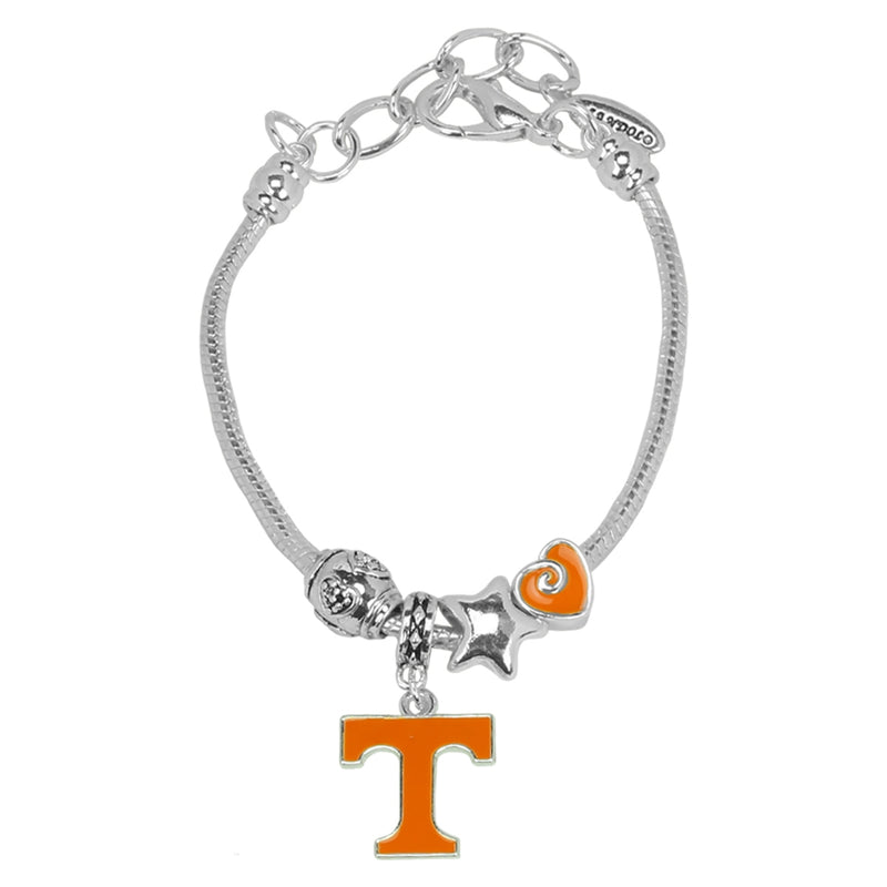 Tennessee Volunteers - Logo Star Heart Charm Bracelet