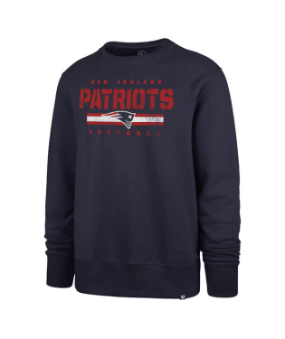 New England Patriots - Jet Black Stencil Stripes Headline Crew Long Sleeve