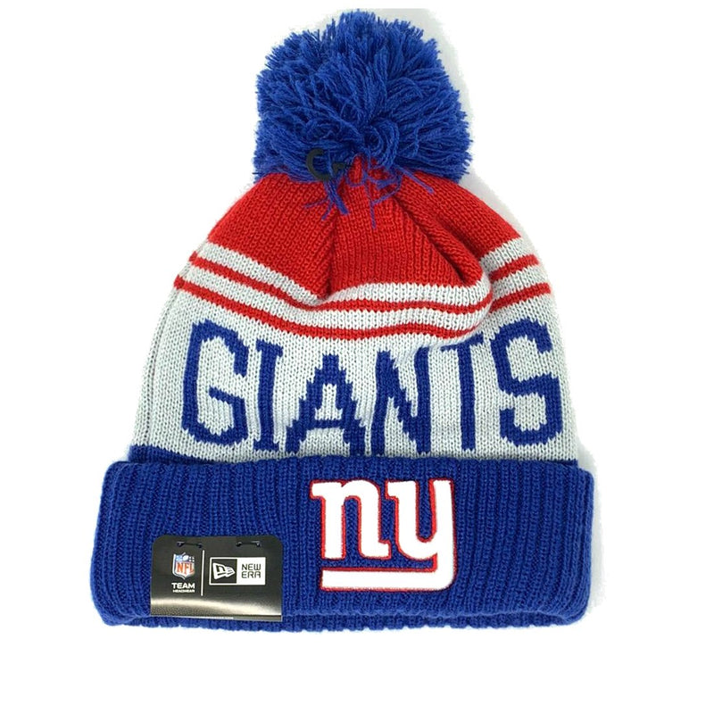 New York Giants Royal Team Logo Cuffed Knit Hat with Pom