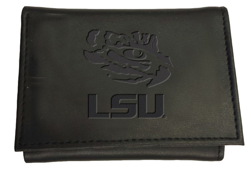 LSU Tigers Black Leather Tri-Fold Wallet