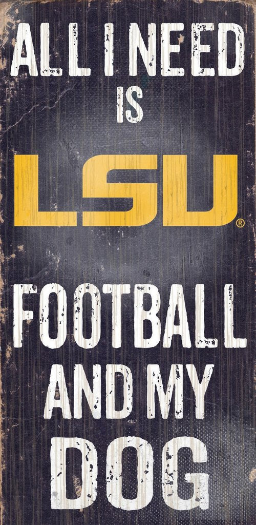 LSU Tigers Football And My Dog Wooden Rope Sign