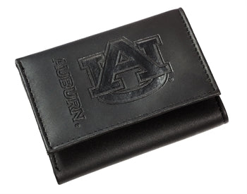 Auburn Tigers - Black Leather Trifold Wallet