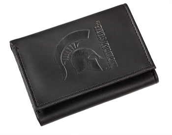 Michigan State Spartans - Black Leather Trifold Wallet