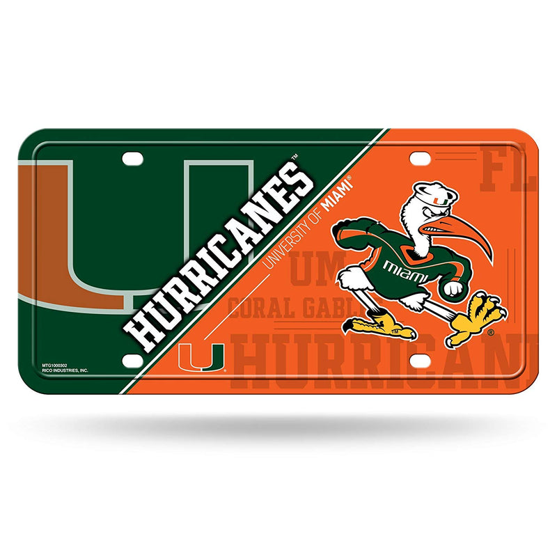 NCAA Miami Hurricanes Metal License Plate Tag