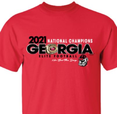 Georgia Bulldogs - 2021 National Champions Elite Football Red T-Shirt